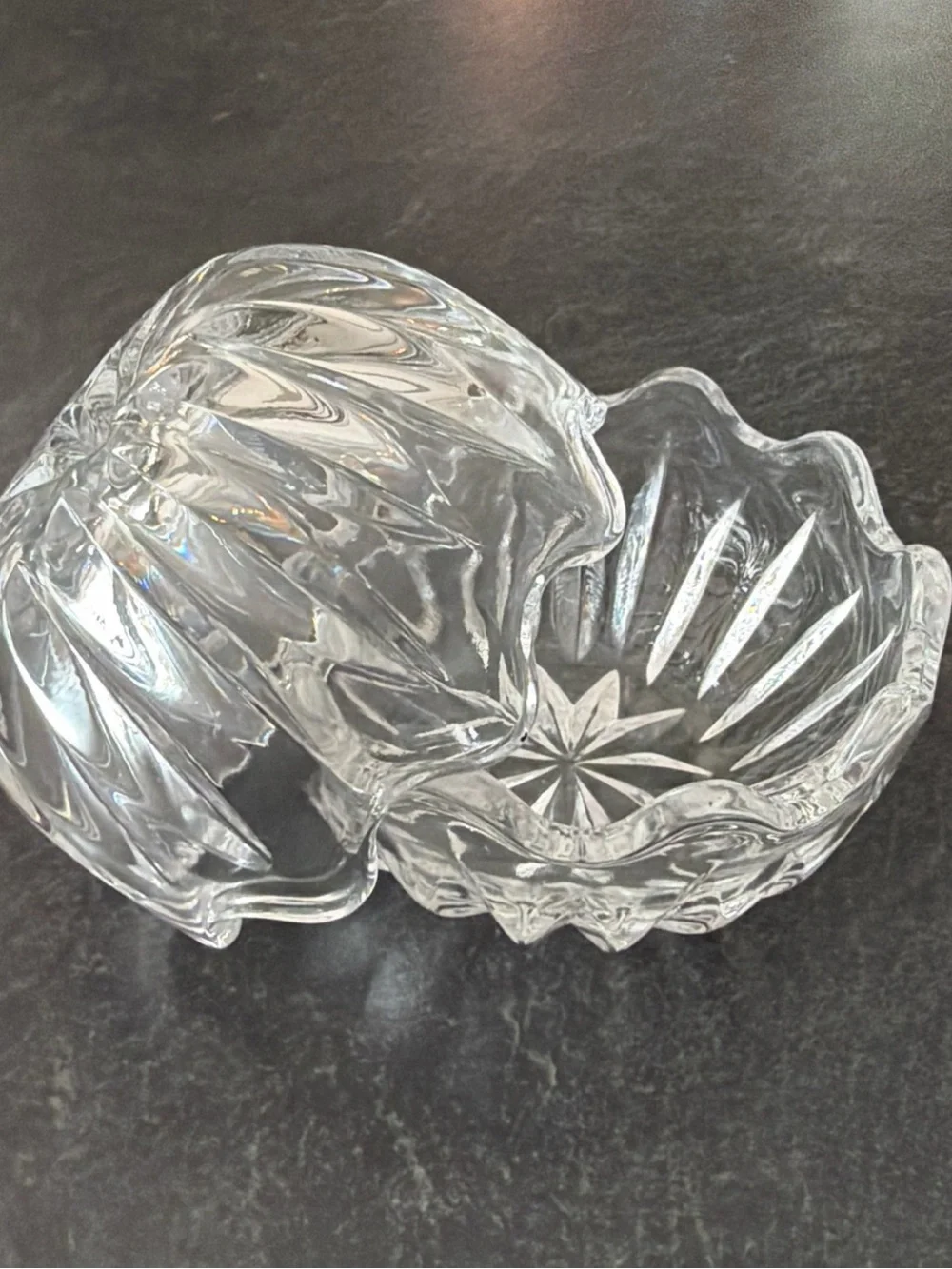 Clear Faceted Glass Trinket Jar